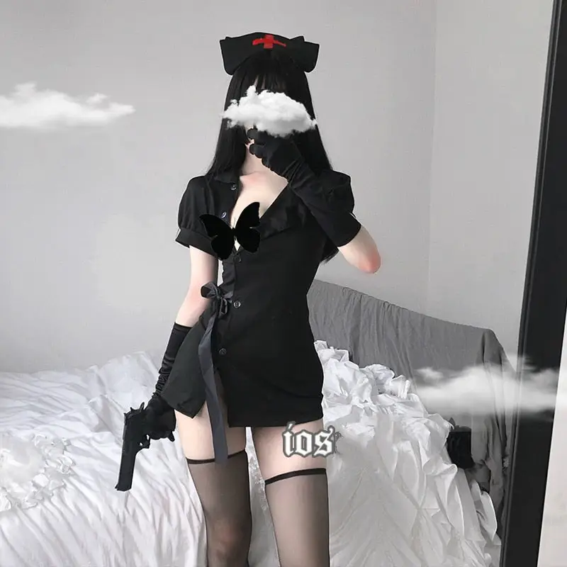 Black Sexy Nurse Costume - Image 2