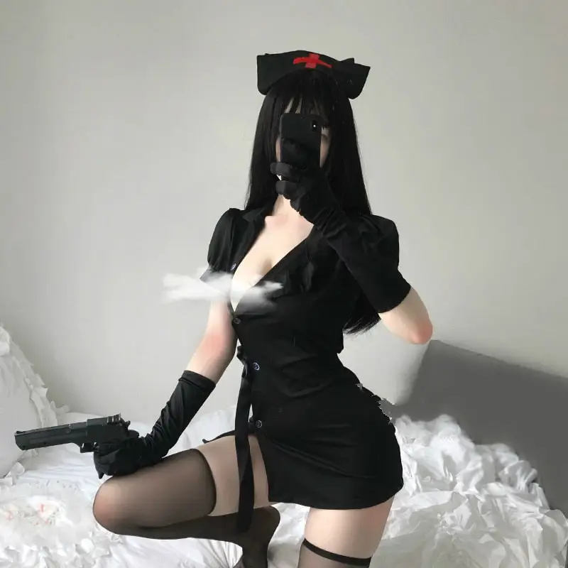 Black Sexy Nurse Costume - Image 5