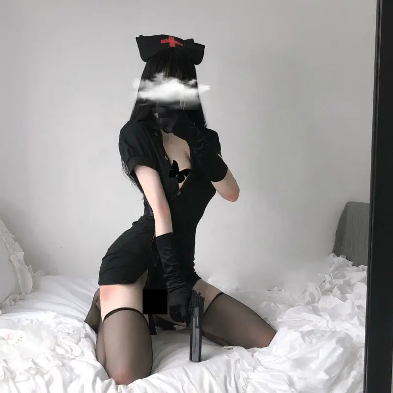Black Sexy Nurse Costume - Image 6