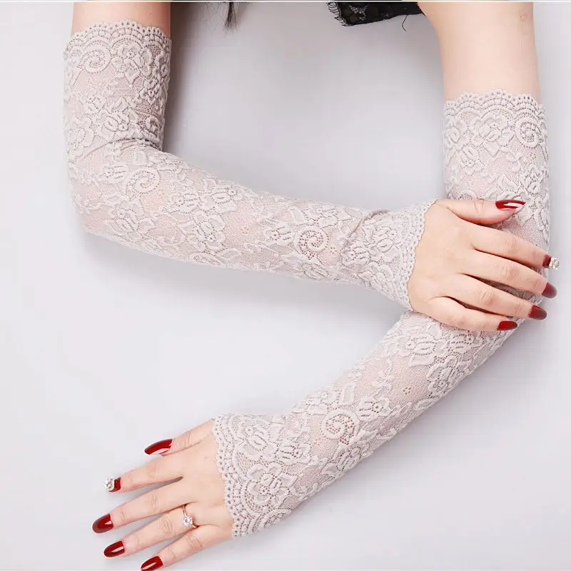 Long White Fingerless Gloves - Image 3