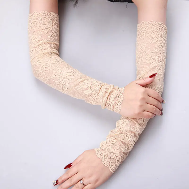Long White Fingerless Gloves - Image 4