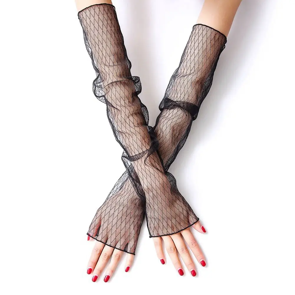 Long White Fingerless Gloves - Image 6