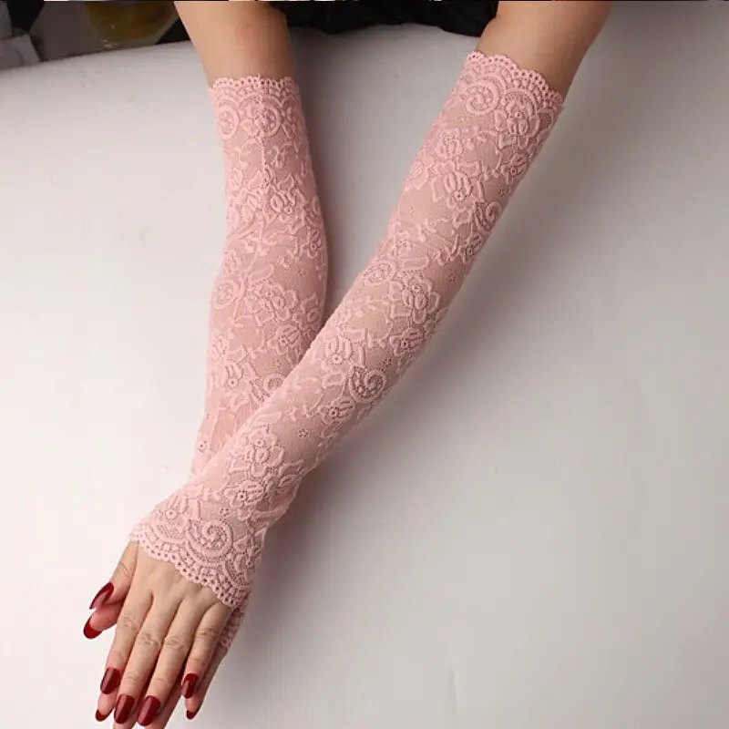 Long White Fingerless Gloves - Image 9