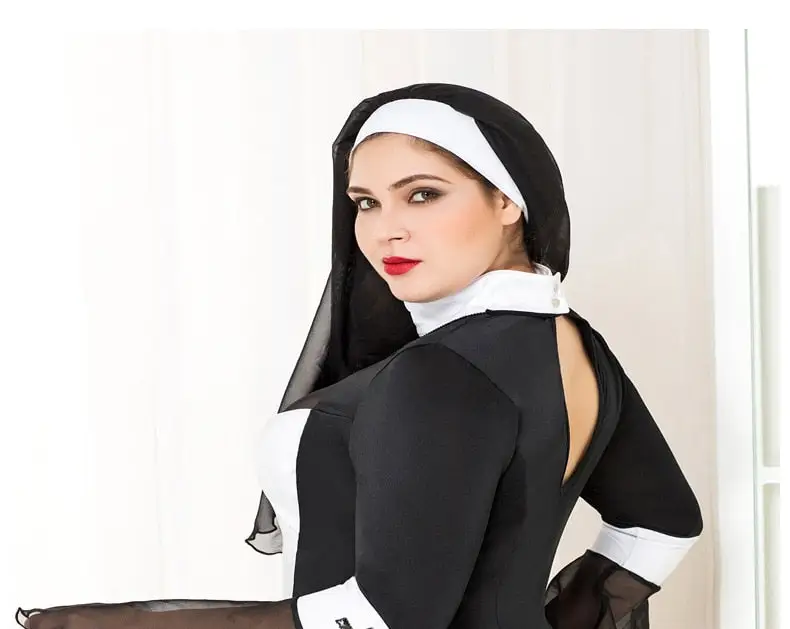 Plus Size Sexy Nun Costume - Image 6