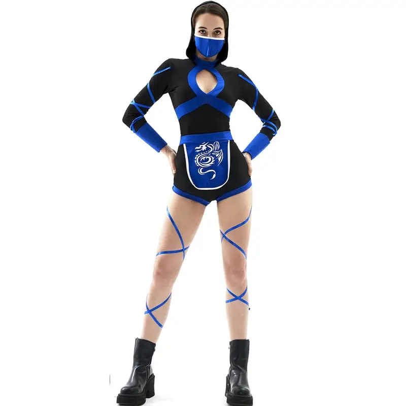 Sexy Blue Ninja Costume - Image 3