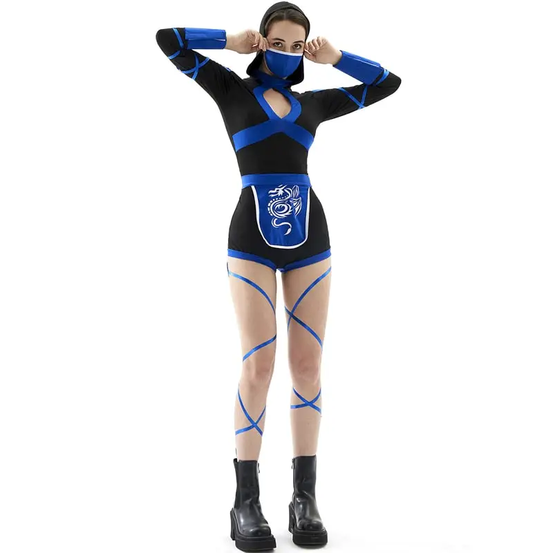 Sexy Blue Ninja Costume - Image 4
