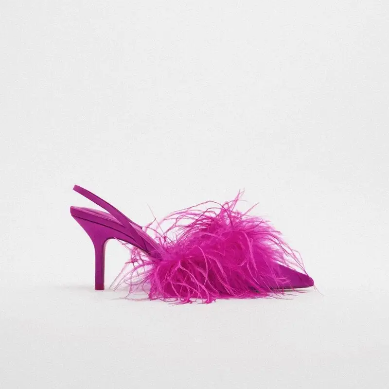 Sexy Feather Pink Shoes - Image 4