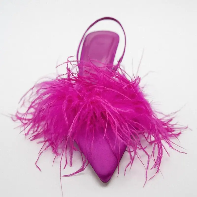 Sexy Feather Pink Shoes - Image 5