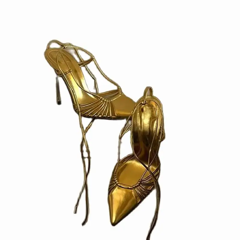 Sexy Gold Strap Shoes - Image 2